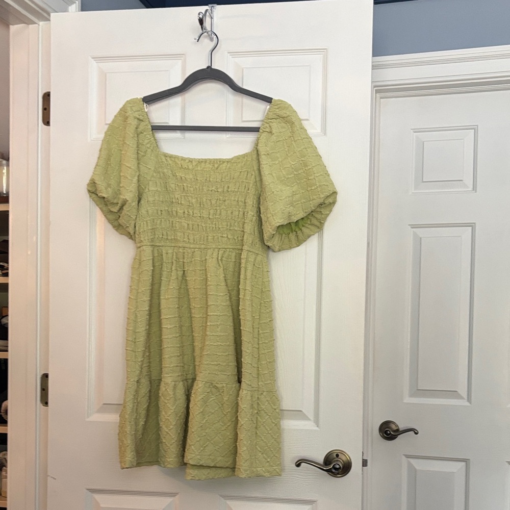 Umgee Light Green Smocked Mini Dress NWOT